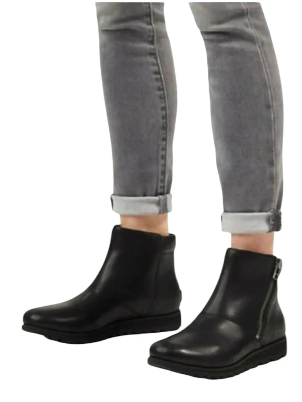 SOREL Harlow Waterproof Leather Bootie Black Size 8